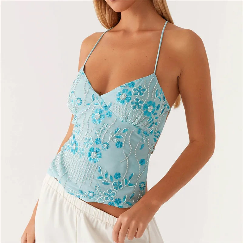 Y2k Sequin Halter Top