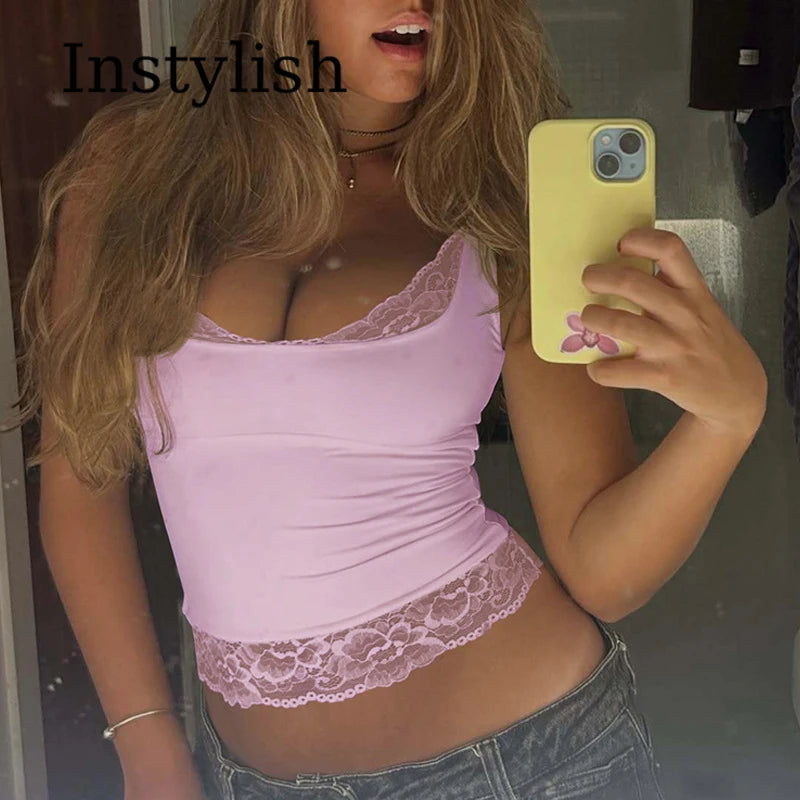 Square Collar Slim Lace Cami