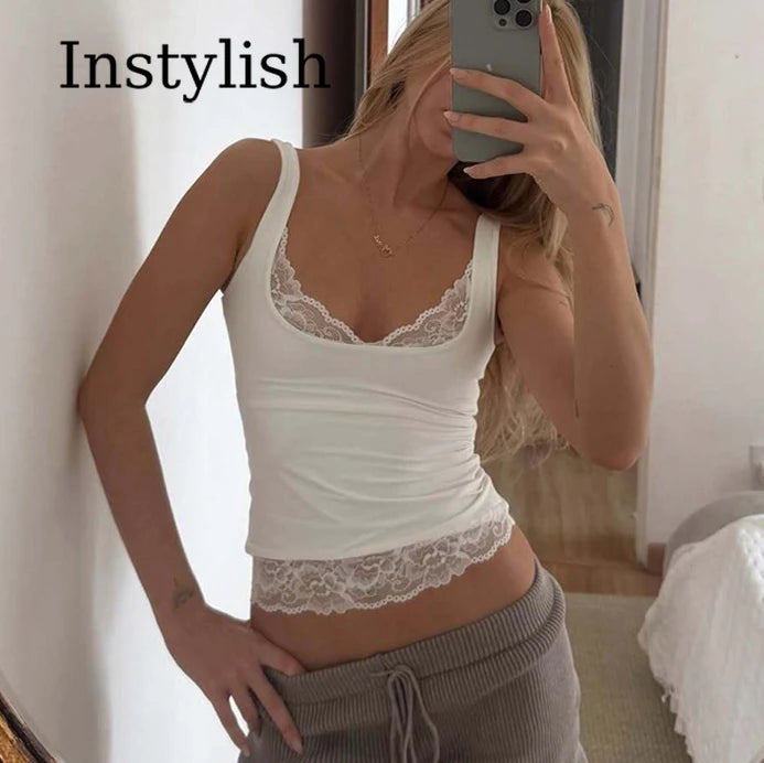 Square Collar Slim Lace Cami