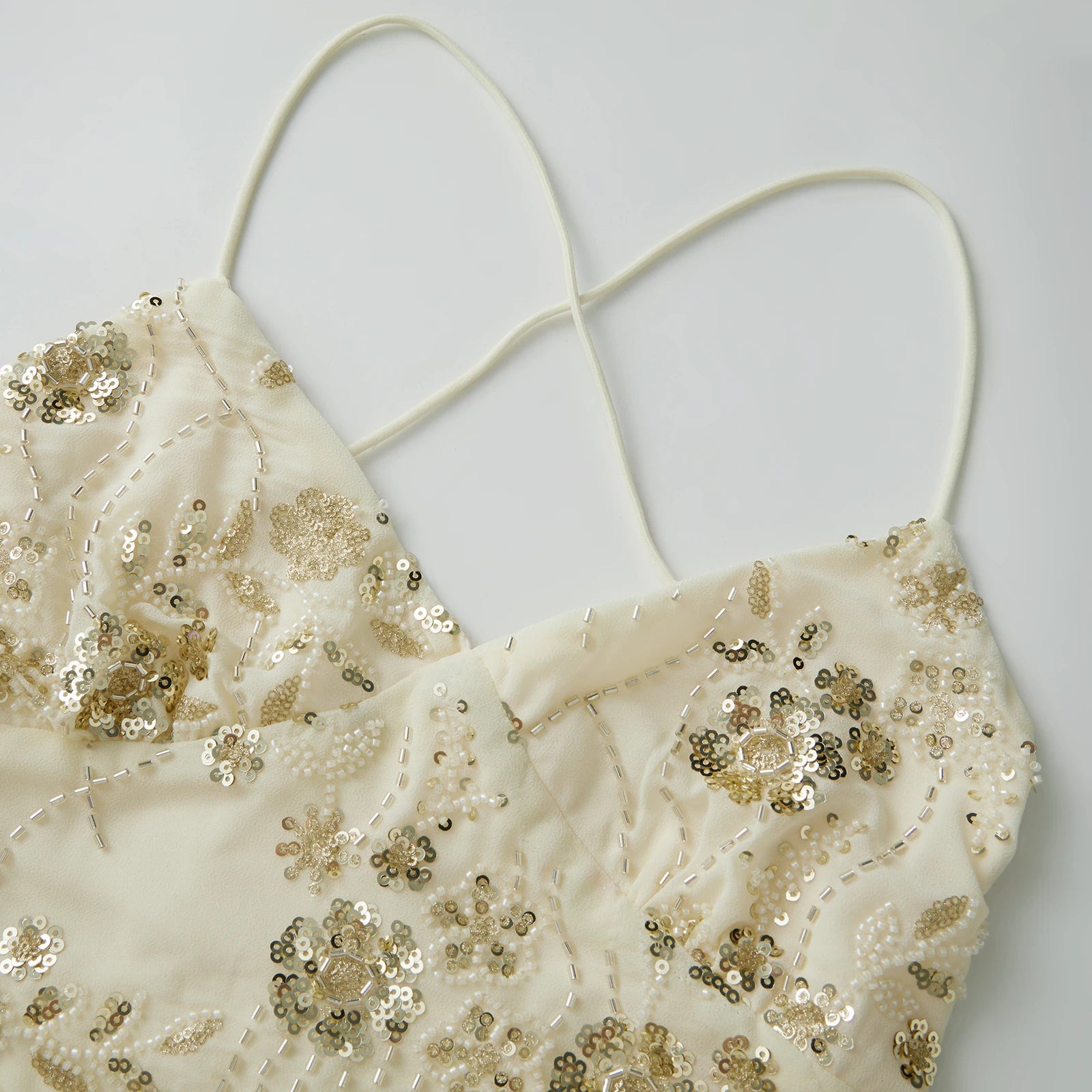 Beaded Floral Backless Cami