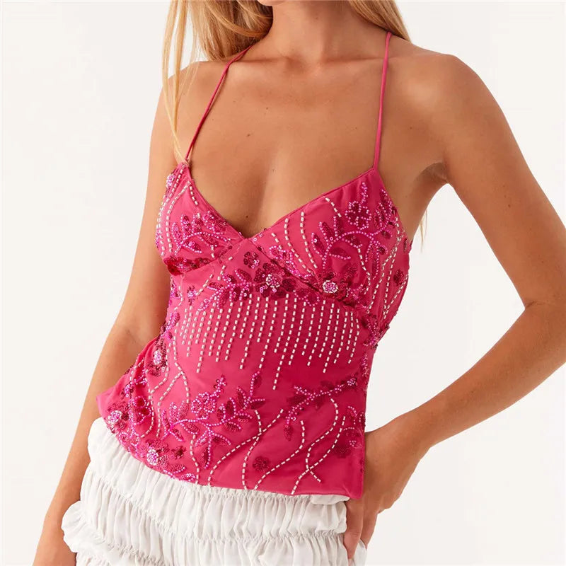 Y2k Sequin Halter Top