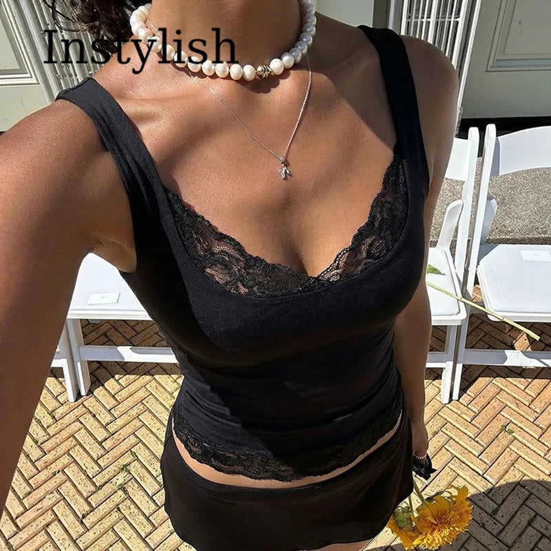 Square Collar Slim Lace Cami