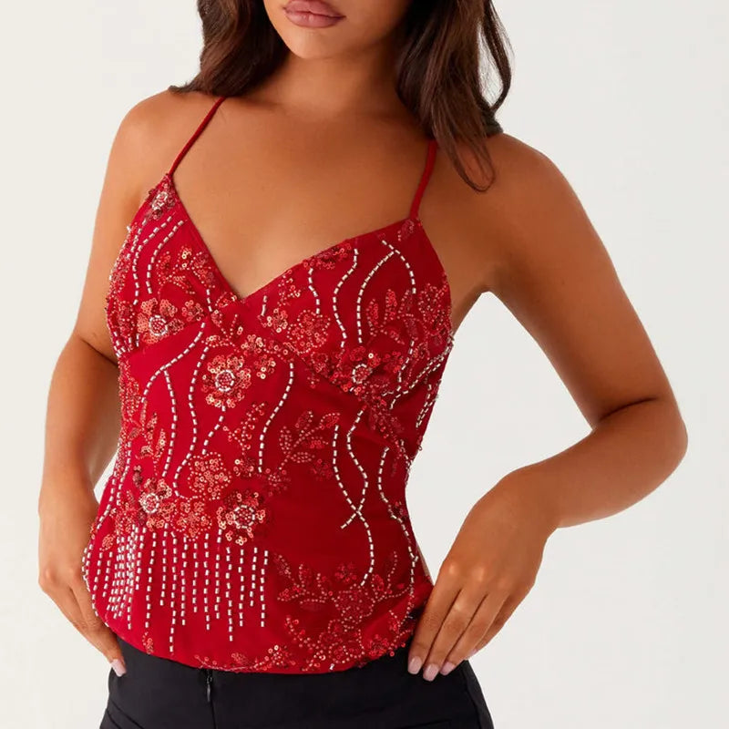 Y2k Sequin Halter Top