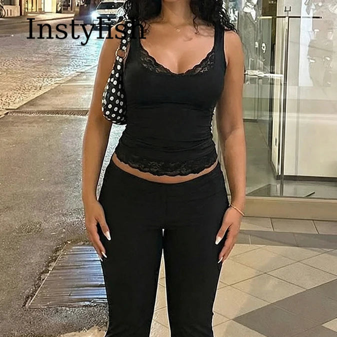 Square Collar Slim Lace Cami