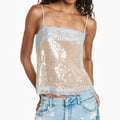 Lace Trim Sequin Tank Top